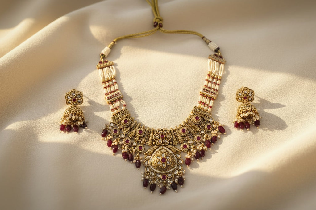 Antique Gold Kundan Choker Set