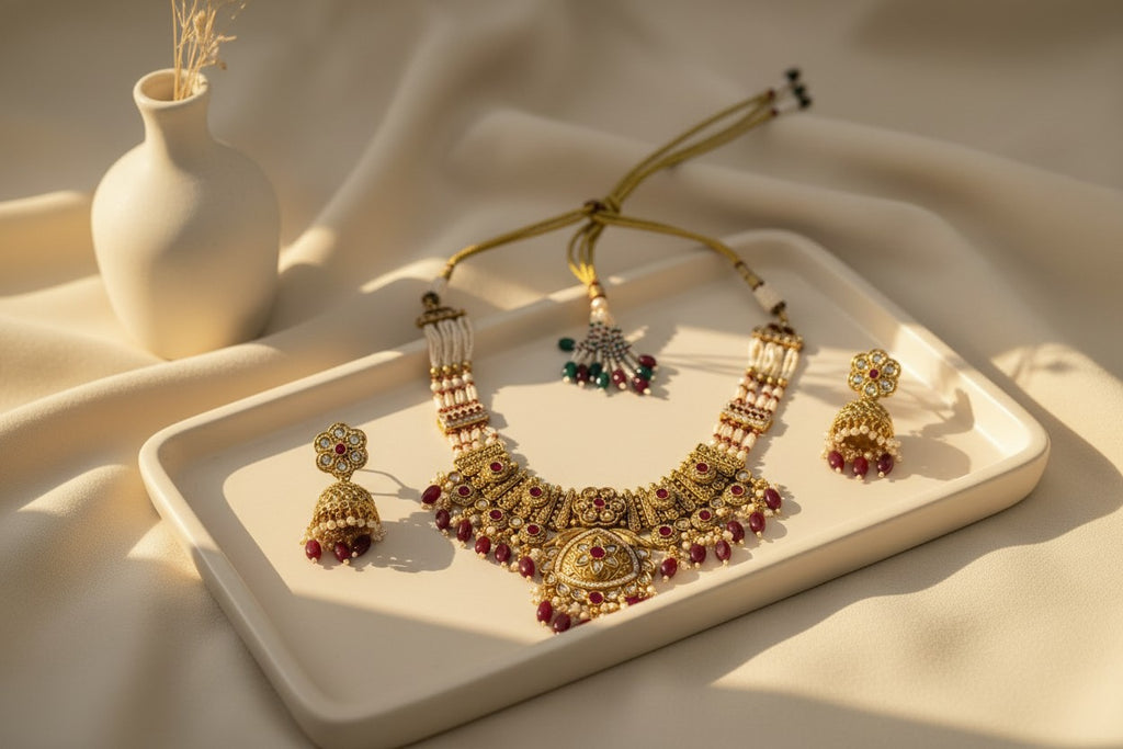 Antique Gold Kundan Choker Set