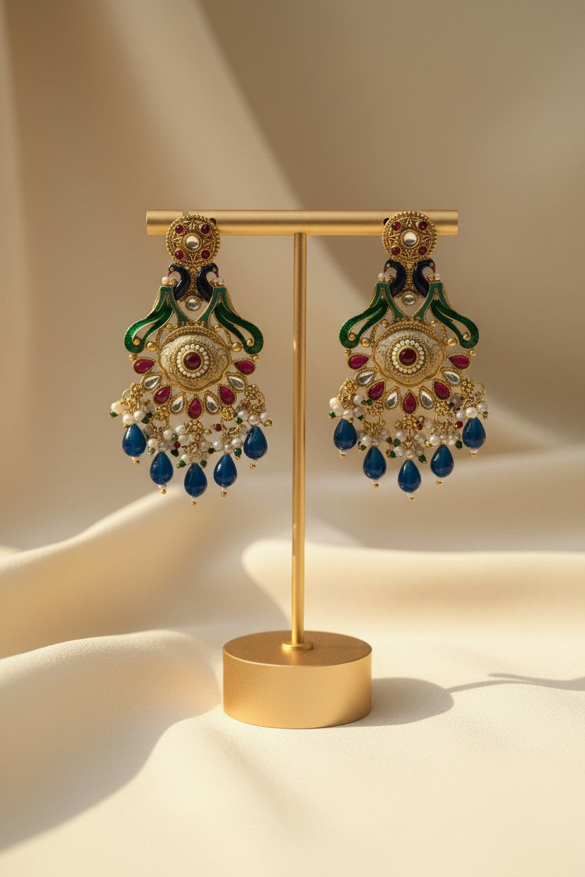 Royal Blue Meenakari Earings