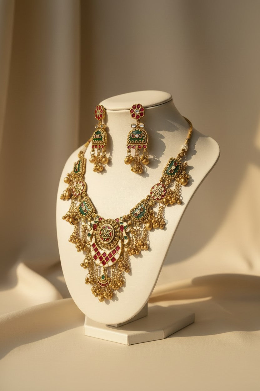 Meenakari Kundan Choker Necklace Set