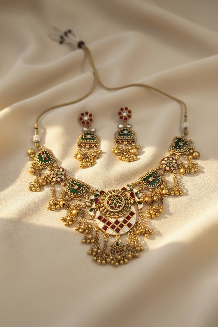 Meenakari Kundan Choker Necklace Set