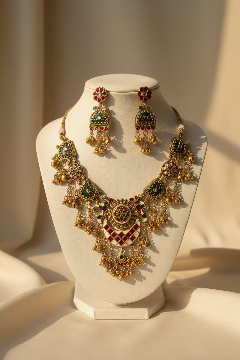 Meenakari Kundan Choker Necklace Set
