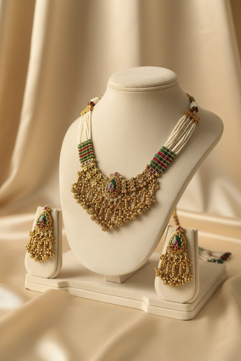 Antique Gold Multi-Strand Choker Set