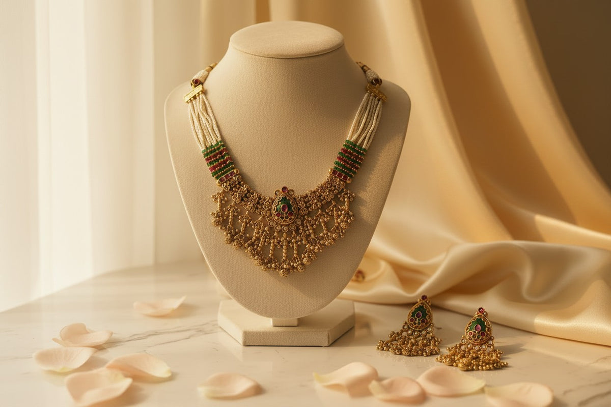 Antique Gold Multi-Strand Choker Set