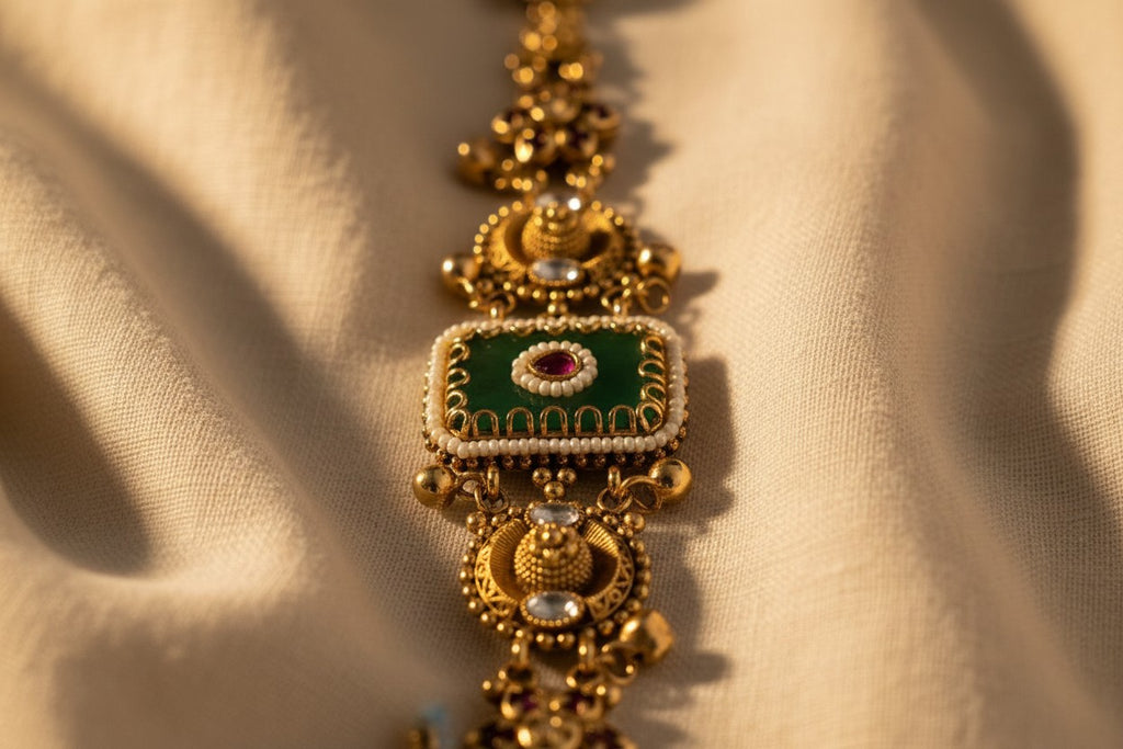 Heritage Antique Gold Jade & Ruby Bracelet