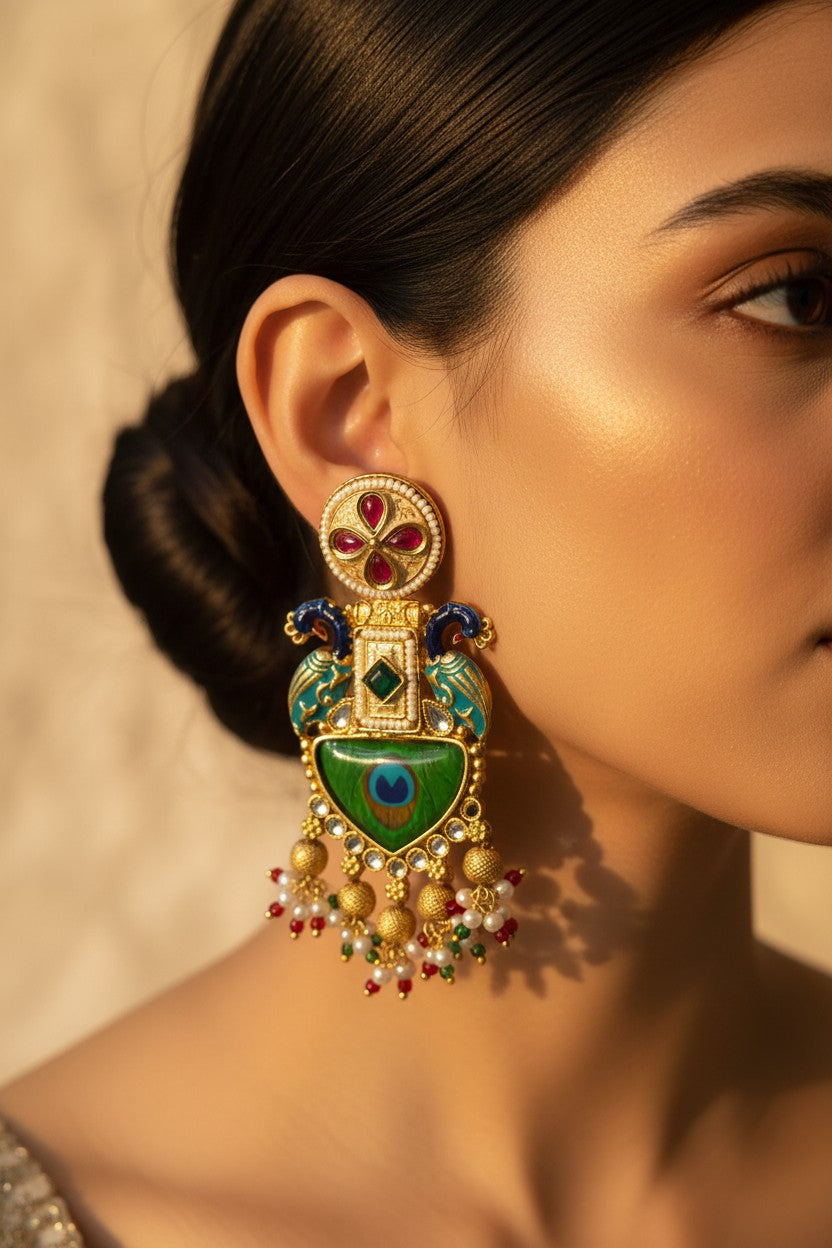 Peacock Meenakari Earrings