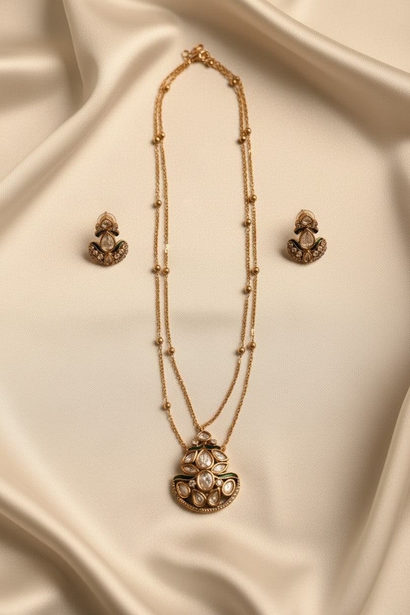 Antique Gold Moissanite Necklace Set