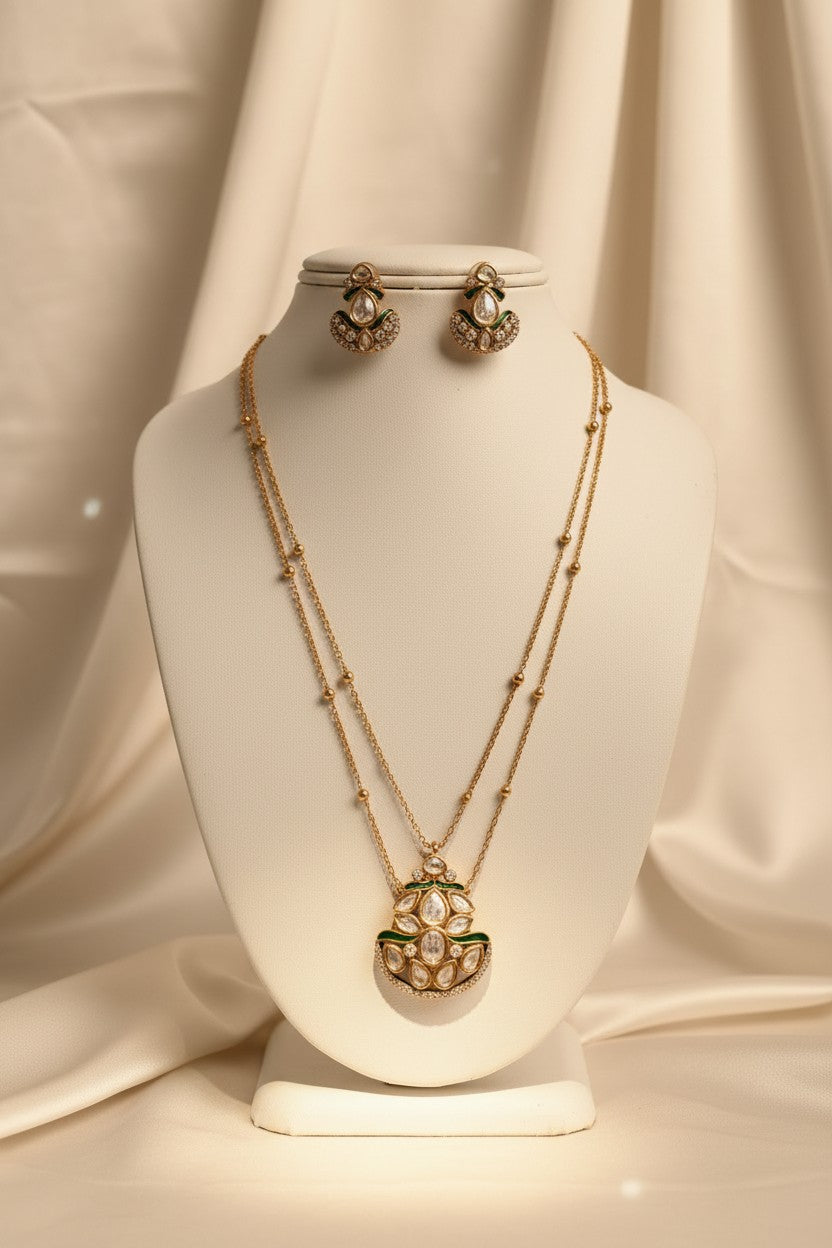 Antique Gold Moissanite Necklace Set