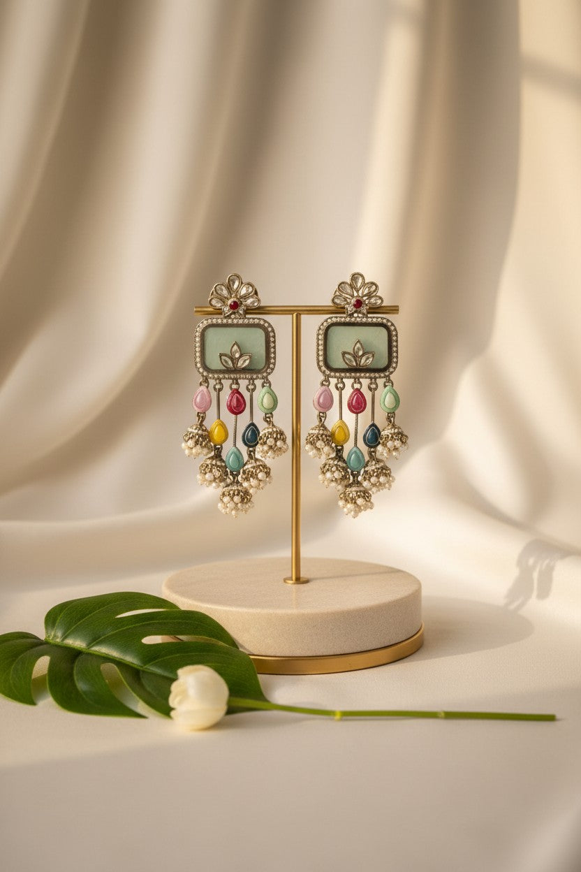 Multicolor Lotus Cascade Earrings