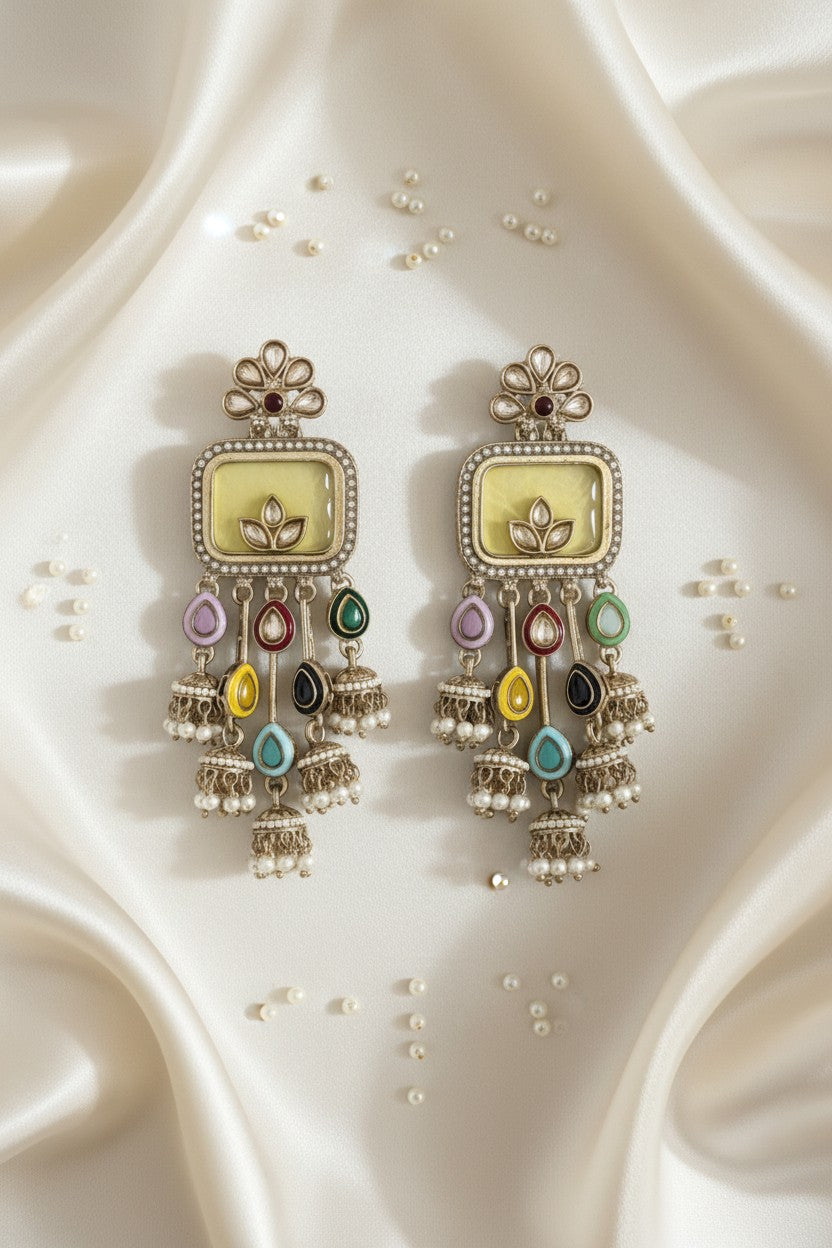Multicolour Jhumka Chandelier Earrings