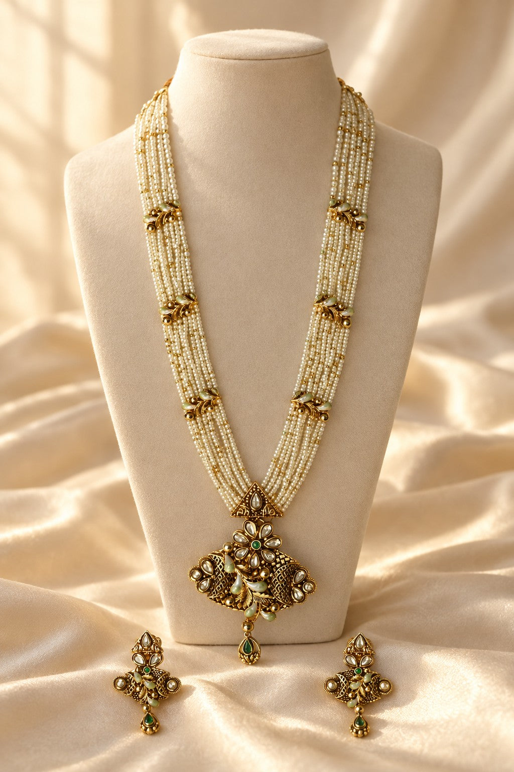 Kundan Polki Pearl Necklace Set