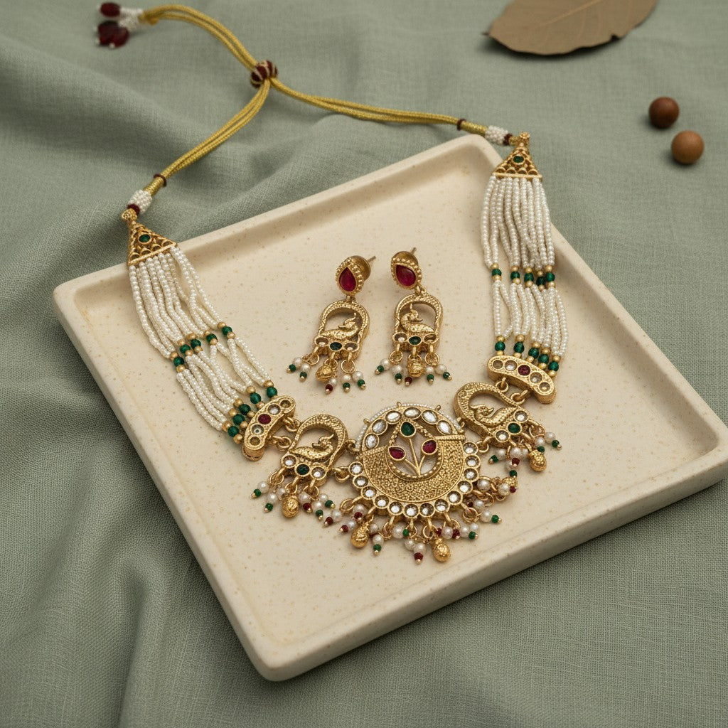 Peacock Chandbali Necklace Set