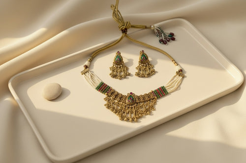 Antique Gold Multi-Strand Choker Set