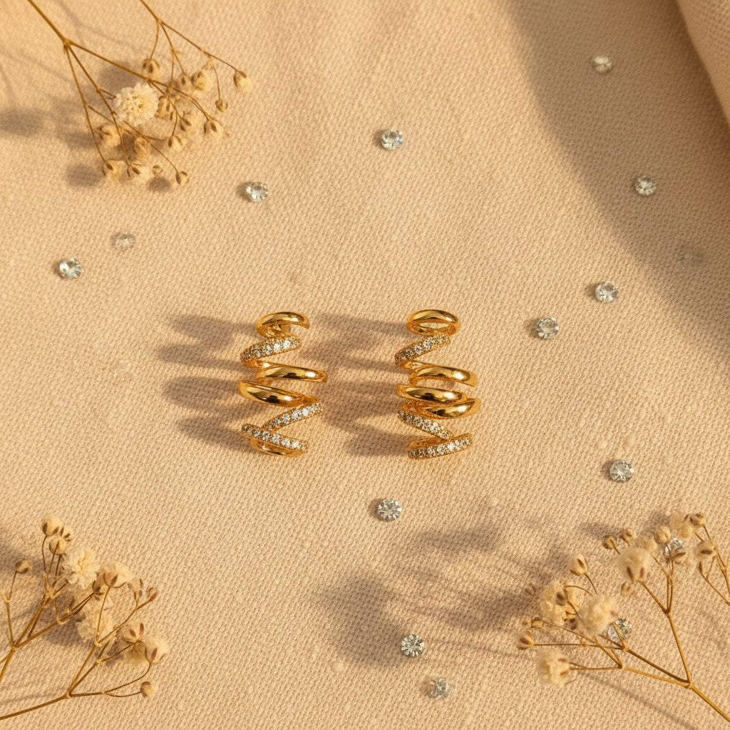 Spiral Luxe Crystal Coil Earrings