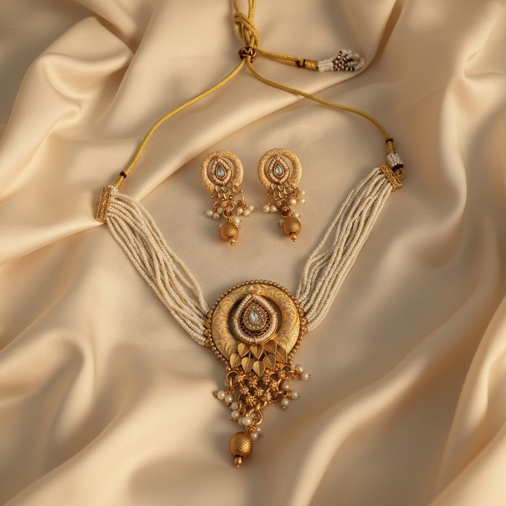 Rajwada Pearl & Kundan Choker Set