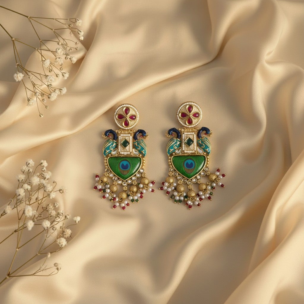 Peacock Meenakari Earrings