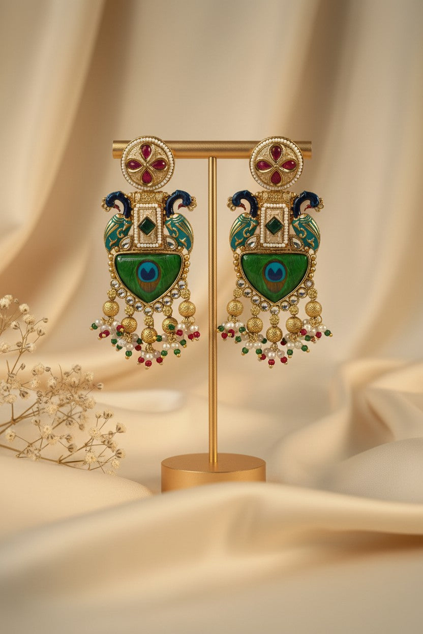 Peacock Meenakari Earrings