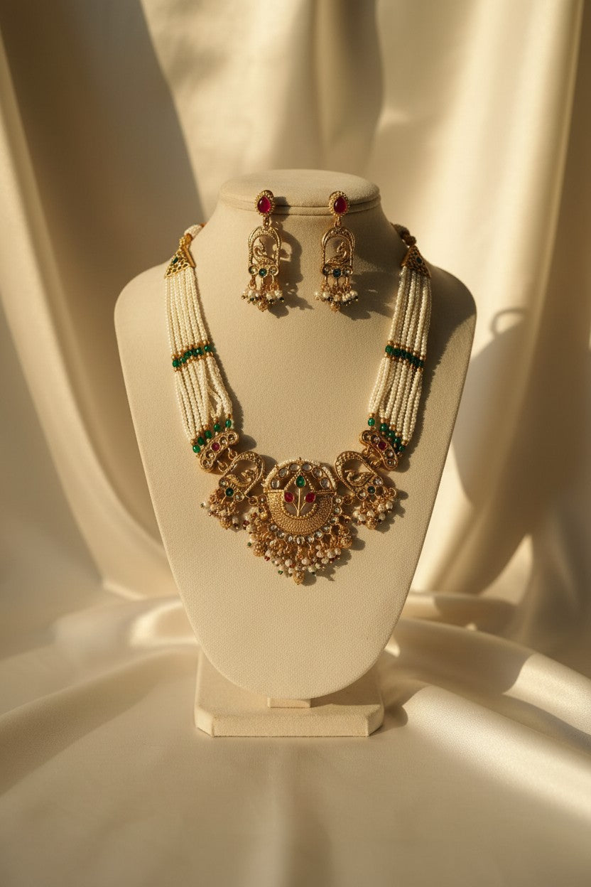Peacock Chandbali Necklace Set