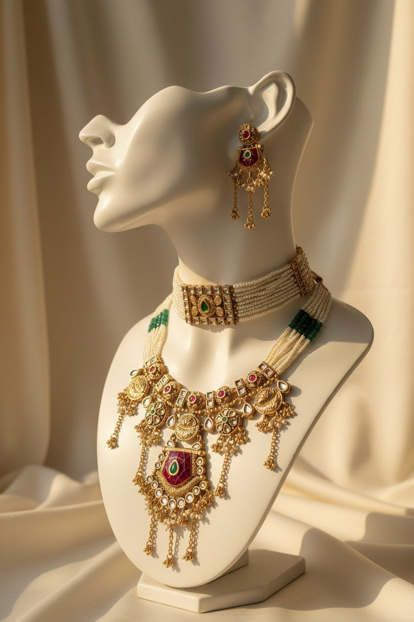 Meenakari Kundan Statement Necklace Set