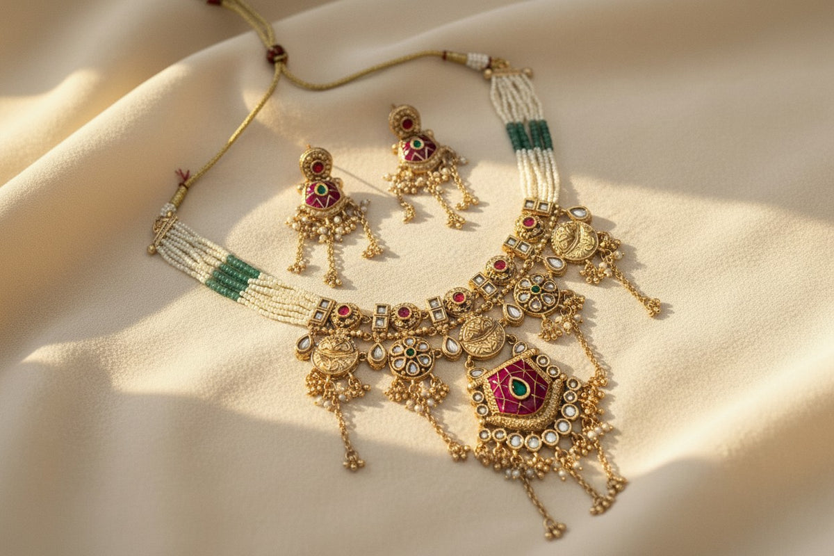 Meenakari Kundan Statement Necklace Set