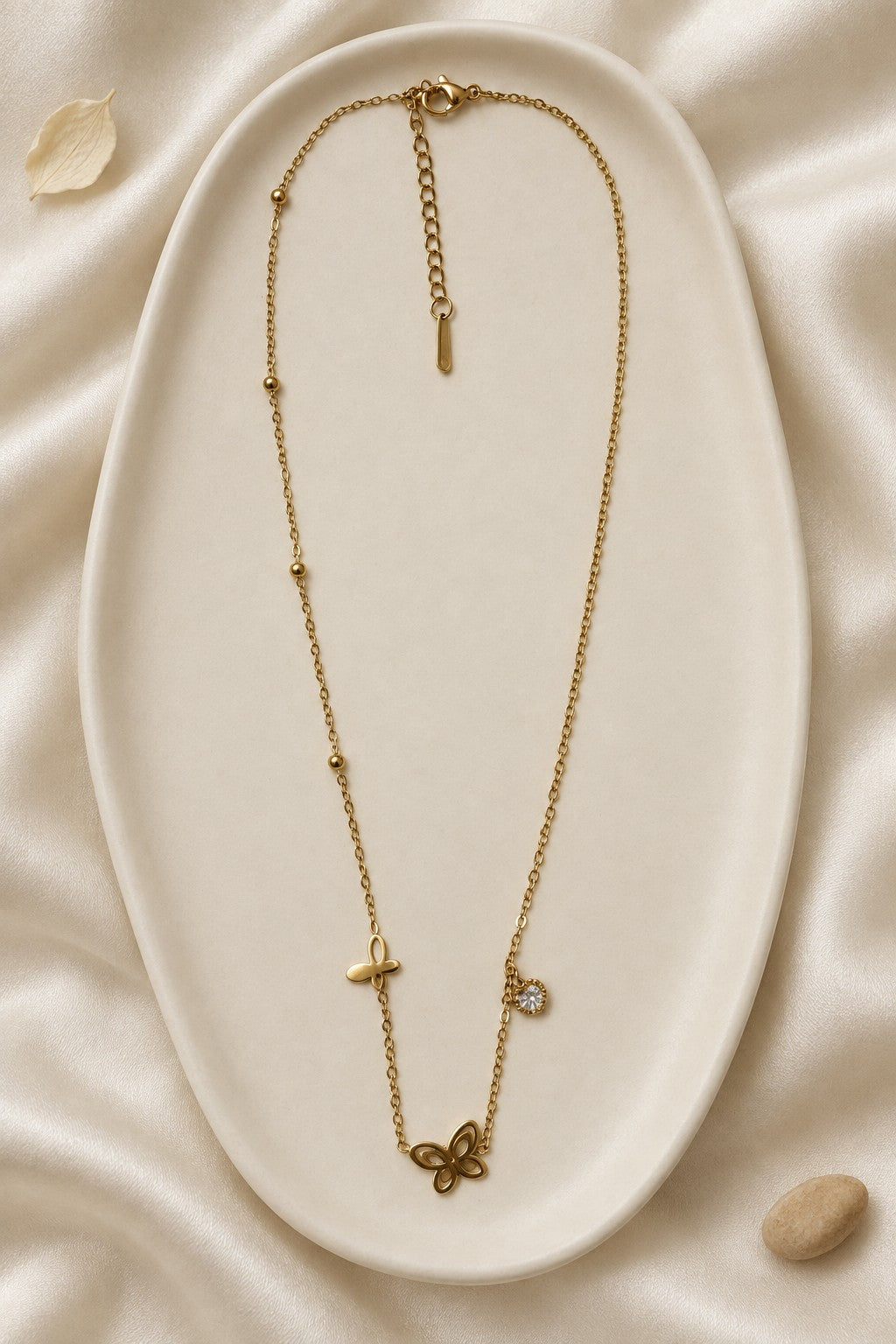 Gold Butterfly Charm Pendant Necklace