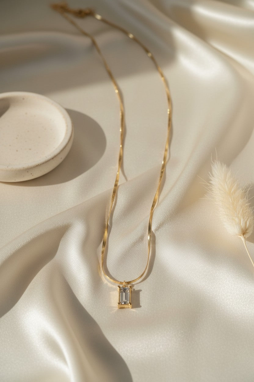 Gold-Tone Rectangular Pendant Chain
