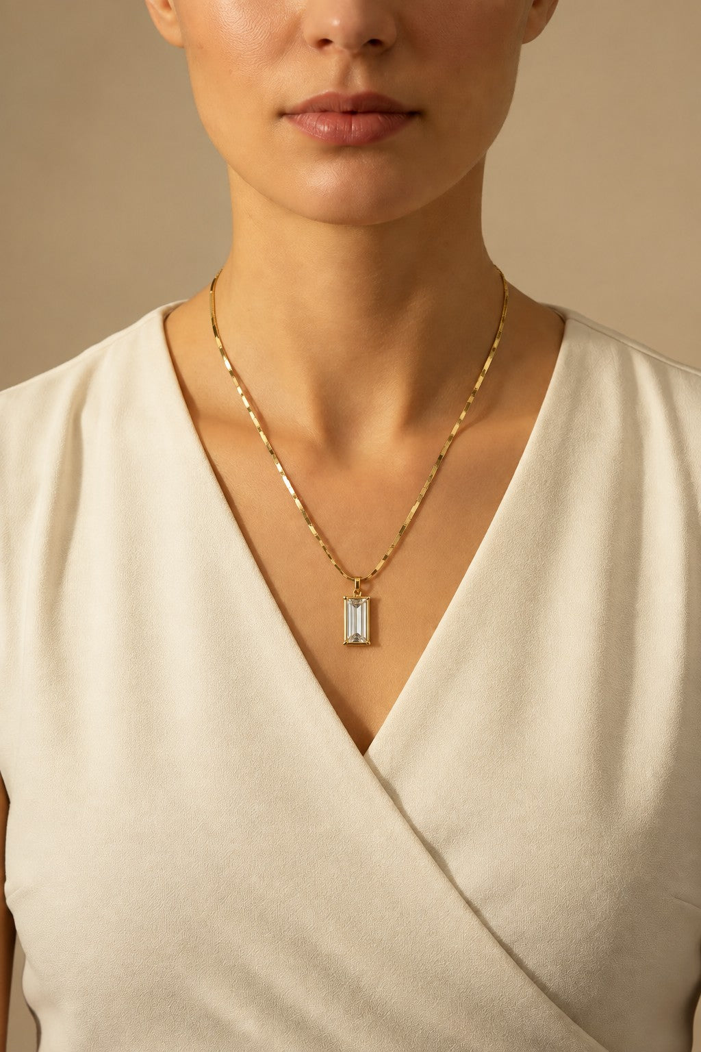 Gold-Tone Rectangular Pendant Chain