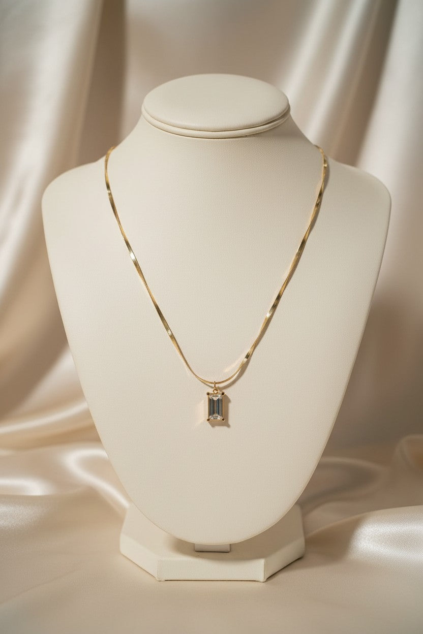 Gold-Tone Rectangular Pendant Chain