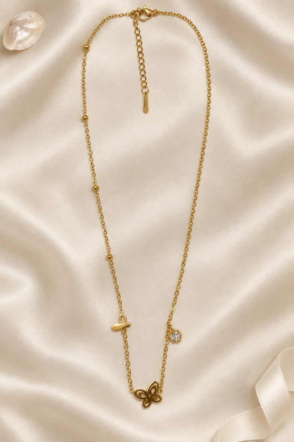 Gold Butterfly Charm Pendant Necklace