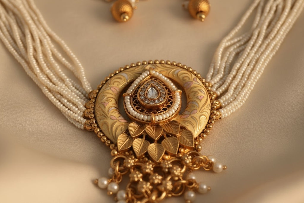 Rajwada Pearl & Kundan Choker Set