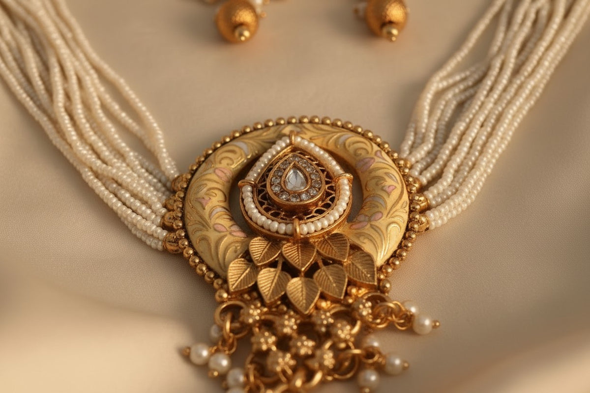 Rajwada Pearl & Kundan Choker Set