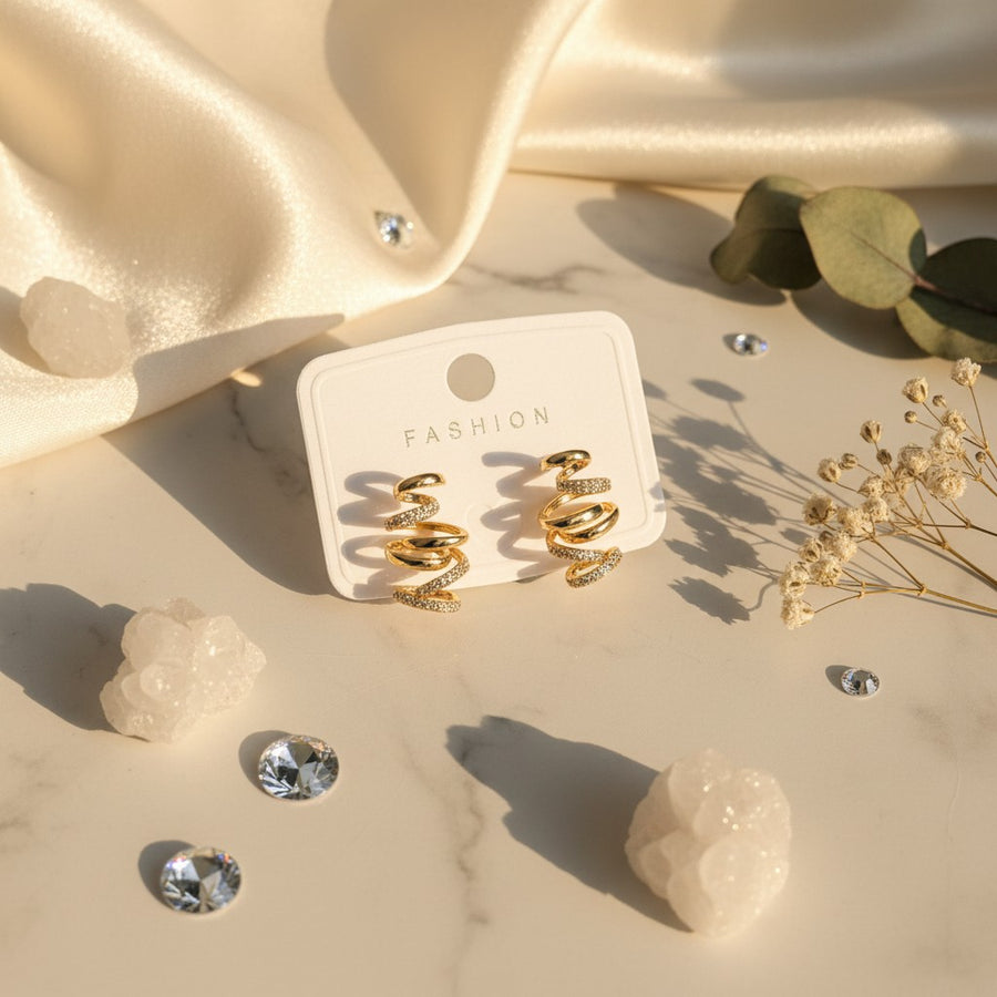 Spiral Luxe Crystal Coil Earrings