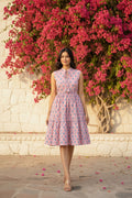 Pink Sanganeri Block Print Tiered Midi Dress