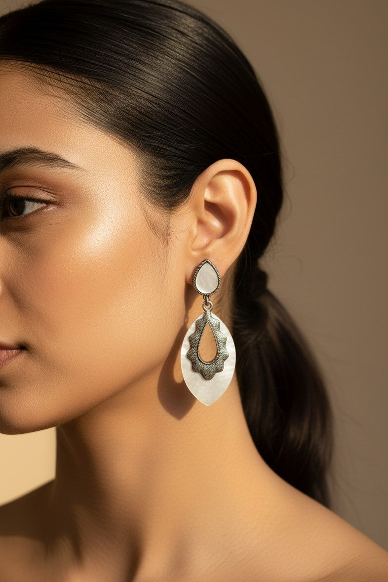 Naaz Pearl Filigree Drop Earrings
