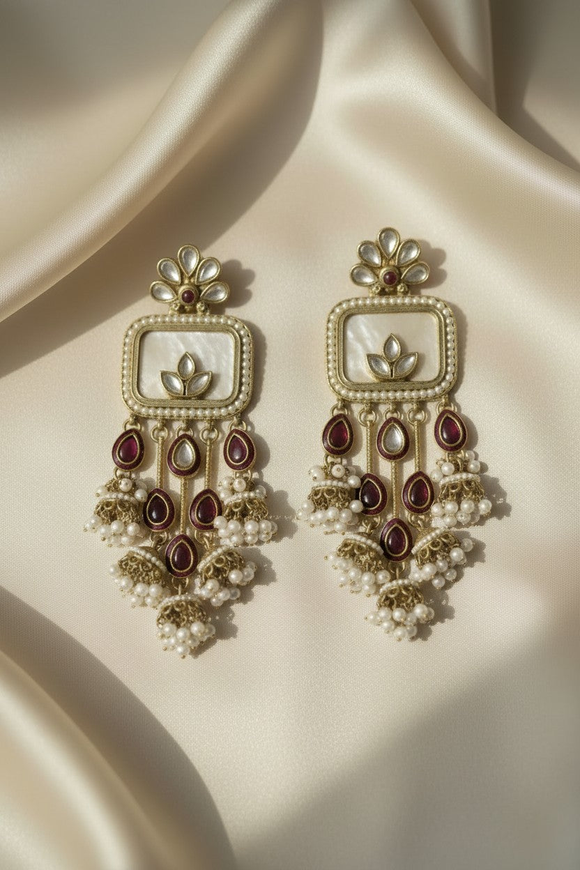 Ruby Blossom Pearl Earrings