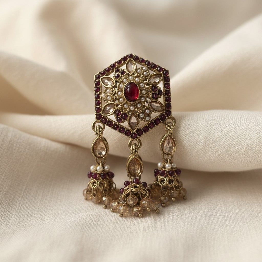 Ruby & Polki Hexagon Earrings
