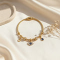 Evil Eye Charm Gold Bangle Bracelet