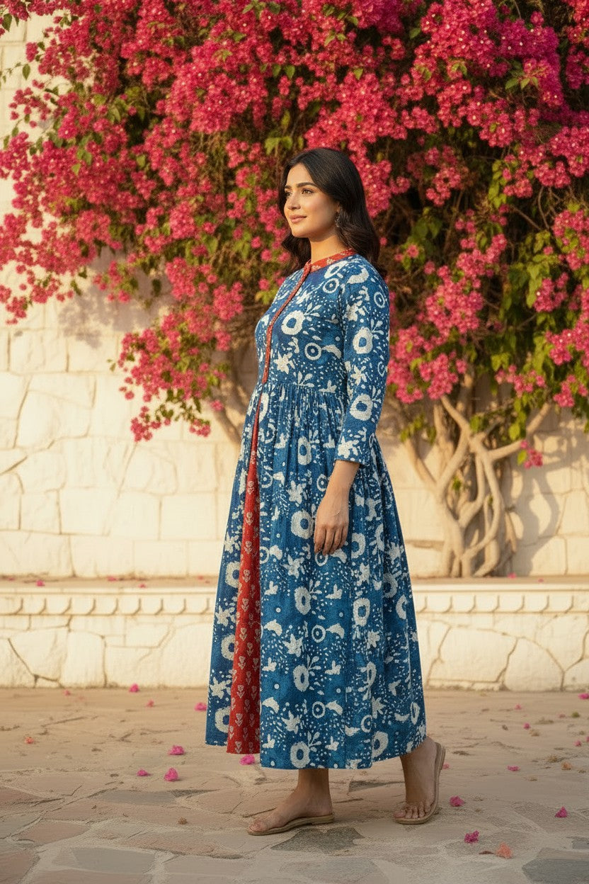 Indigo Dabu Block Print Maxi Dress