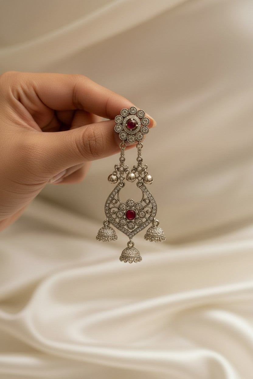 Red Gemstone Filigree Earrings