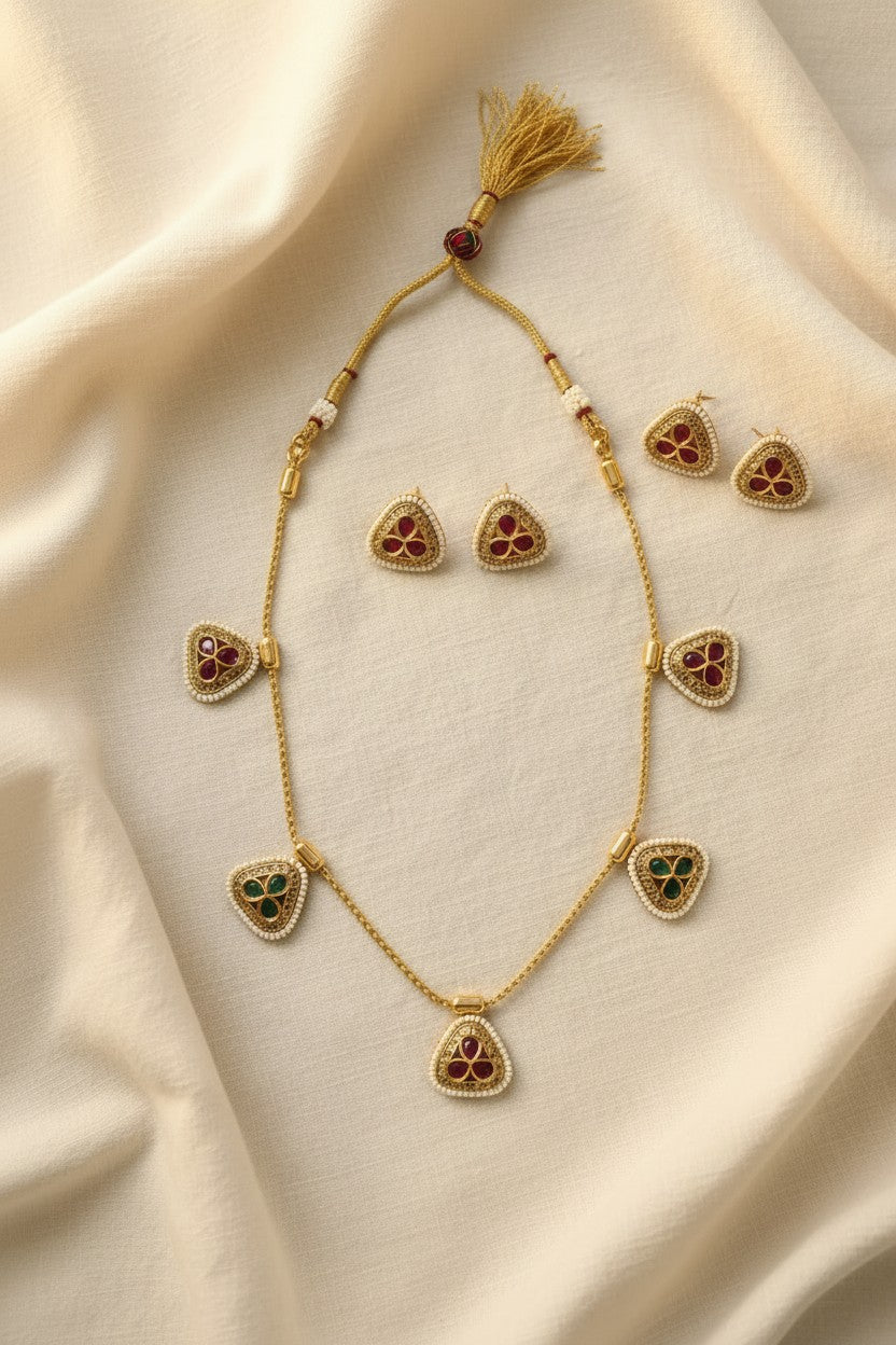 Gemstone Multi-Triangle Necklace Set