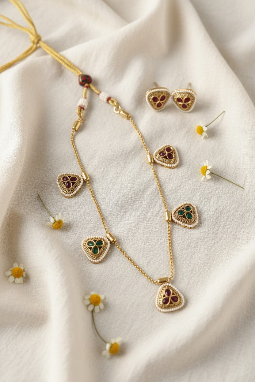 Gemstone Multi-Triangle Necklace Set