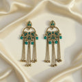 Turquoise Meenakari Chandelier Earrings