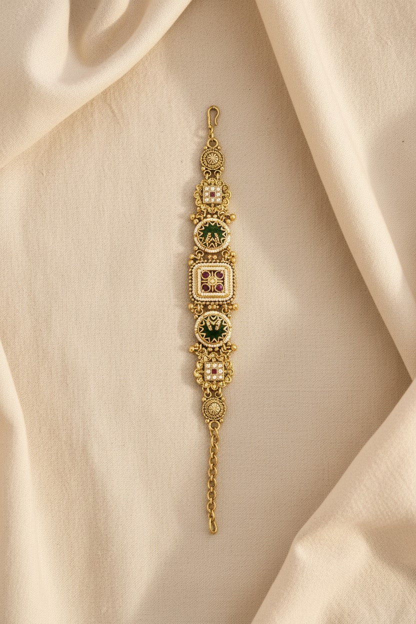 Antique Brass Heritage Medallion Bracelet