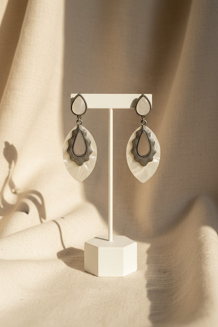 Naaz Pearl Filigree Drop Earrings