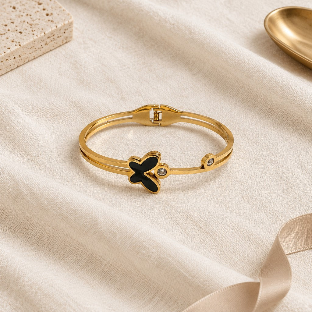 Black Butterfly Gold-Tone Bracelet