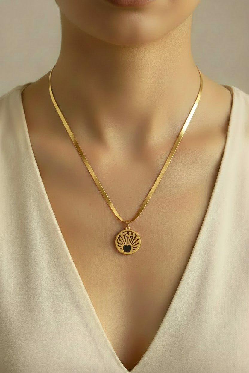 Radiant Heart Sunburst Pendant Necklace